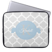 Sky Blue Quatrefoil op maat gemaakt Laptop Sleeve (Voorkant)