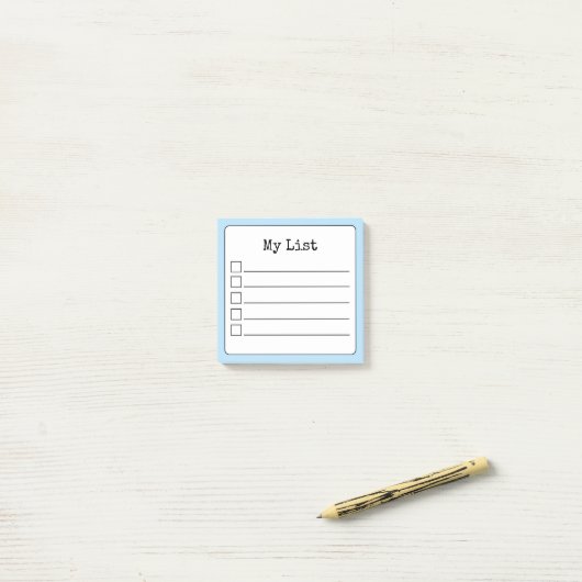 Sky Blue Retro Lined Checklist Post-it® Notes (Op bureau)