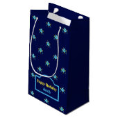 Sky Blue Robot Pattern Blue Gift Bag Klein Cadeauzakje (Achterkant Gekanteld)