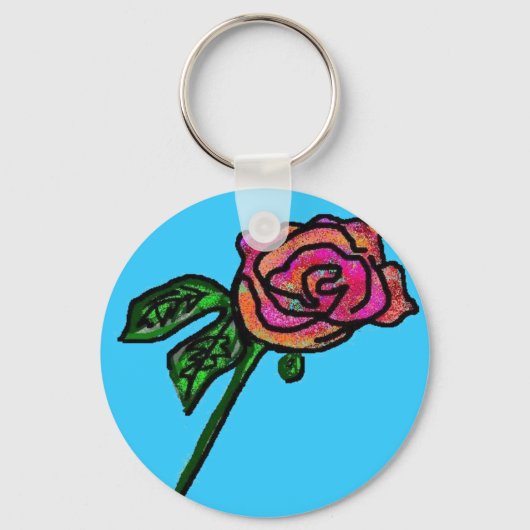 Sky blue roos sleutelhanger (Voorkant)