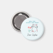 Sky Blue Schattig Cat & Roos Magnet Magneet (Voorkant / Achterkant)