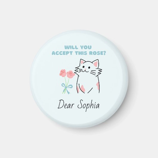 Sky Blue Schattig Cat & Roos Magnet Magneet (Voorkant)