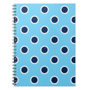 Sky Blue Spiral Notitieboek met Navy Polka Dots