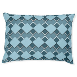 Sky Blue Square and Diamond Checkered Pattern Hondenbed