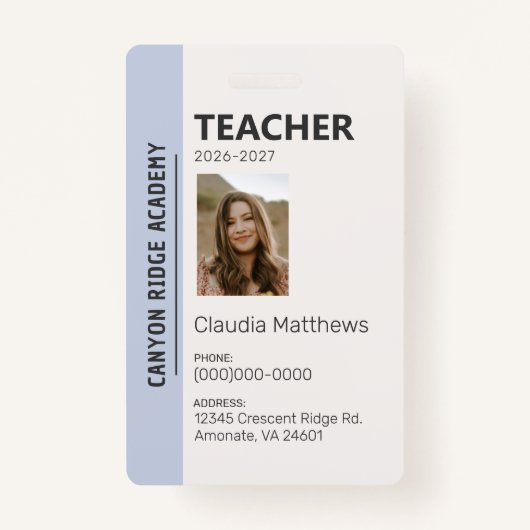 Sky Blue Stripe Homeschool Educator ID Badge (Devant)