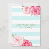 Sky Blue Stripes Pink Engagement Party Invitation (Dos)