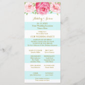 Sky Blue Stripes Roze Waterverf Trouwprogramma Programma (Achterkant)