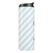 Sky Blue Stripes Script-monogram Thermosbeker (Gedraaid links)