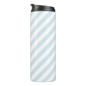 Sky Blue Stripes Script-monogram Thermosbeker (Geroteerd rechts)