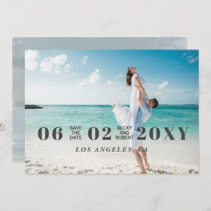 Sky Blue Stylish Simple Modern Typography Photo Save The Date