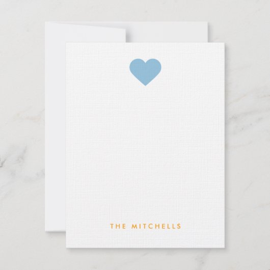 Sky Blue Sweet Heart Monogram briefpapier Notitiekaartje (Voorkant)