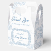 Sky Blue Toile Floral Baby shower Bedankdoosjes (Geopend)