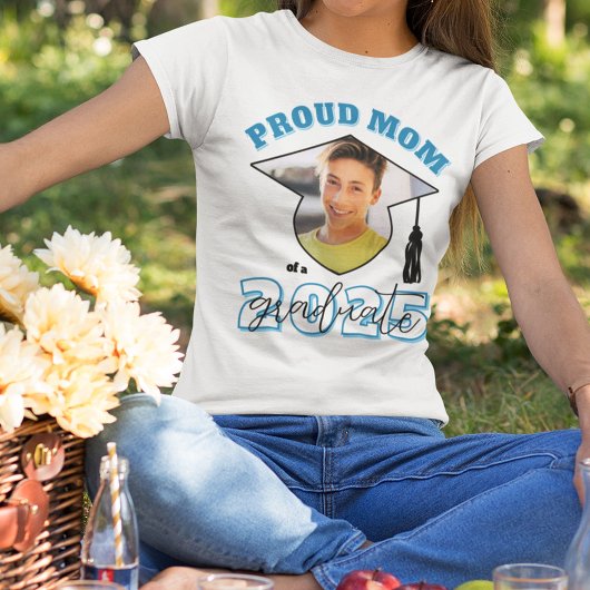 Sky Blue Trotse moeder van een Afstuderen foto T-shirt
