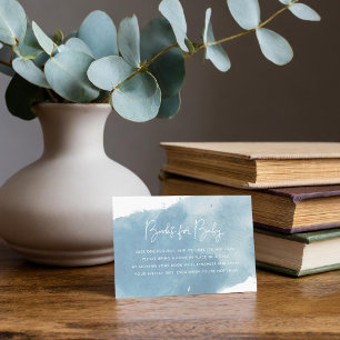 Sky Blue Waterverf Baby shower Boek Aanvraag Kaart