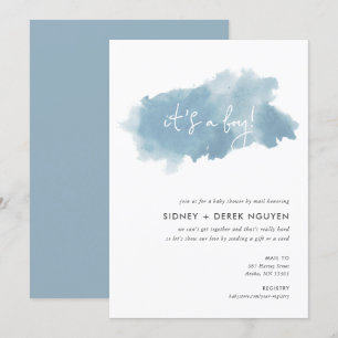Sky Blue Waterverf Baby shower per post Kaart