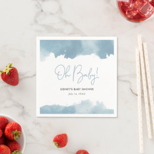 Sky Blue Waterverf Baby shower Servet