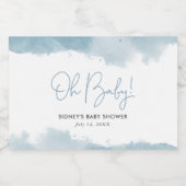 Sky Blue Waterverf Baby shower Sparkling Wijnetiket (Enkel label)