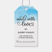 Sky Blue Waterverf Cute made with Love Product Cadeaulabel (Voorkant)
