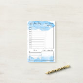 Sky Blue Waterverf Daily Planner Post-it® Notes (Op bureau)