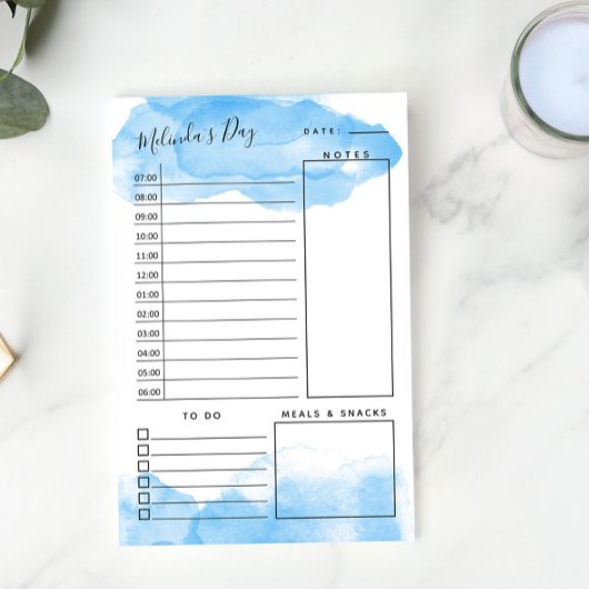 Sky Blue Waterverf Daily Planner Post-it® Notes
