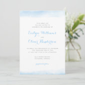Sky Blue Waterverf Dip Wedding Kaart (Staand voorkant)