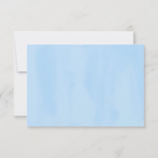 Sky Blue Waterverf Dip Wedding RSVP Kaart (Achterkant)
