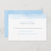 Sky Blue Waterverf Dip Wedding RSVP Kaart (Voorkant / Achterkant)