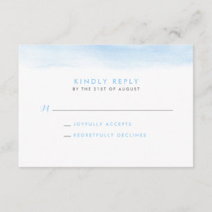 Sky Blue Waterverf Dip Wedding RSVP Kaart