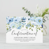 Sky Blue Waterverf Floral-bevestiging Kaart (Staand voorkant)