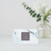 Sky Blue Waterverf Marble Visitekaartje (Staand voorkant)