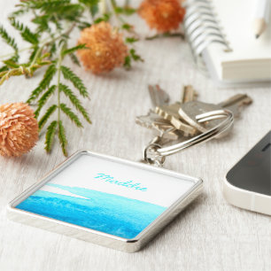 Sky blue waterverf swish sleutelhanger