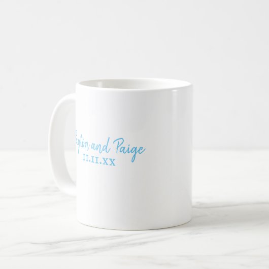 Sky Blue Wedding Personalized Coffee Mok (Voorkant links)