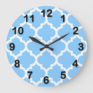Sky Blue White Moroccan Quatrefoil Pattern #5 Grote Klok