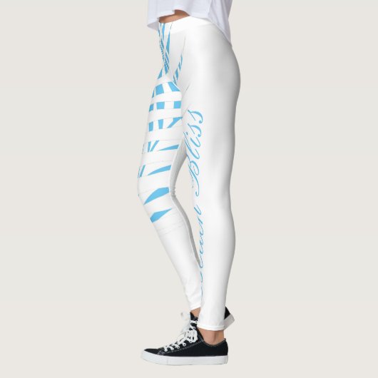 Sky Blue White Palm Tree Leaf Beach Cool Leggings (Links)