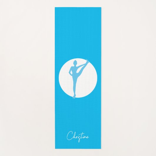 Sky Blue-White Yoga Pose met aangepaste naam Yogamat (Voorkant)