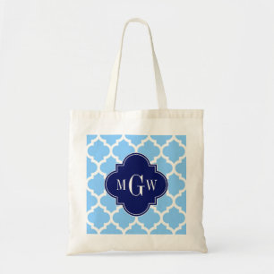 Sky Blue WhMarokkaanse #5 Navy Blu 5c Naam Monogra Tote Bag