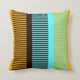 Sky Blue Yellow Brown Stripes Kussen
