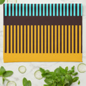 Sky Blue Yellow Brown Stripes Theedoek (Gevouwen)