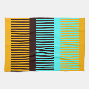 Sky Blue Yellow Brown Stripes Theedoek