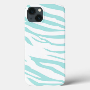 Sky Blue Zebra Print iPhone 13 Hoesje