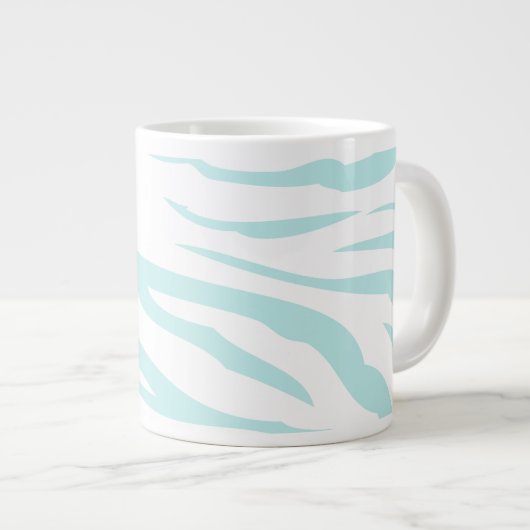 Sky Blue Zebra Print Extra Grote Mok (Voorkant rechts)
