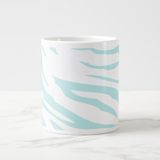 Sky Blue Zebra Print Extra Grote Mok (Voorkant)