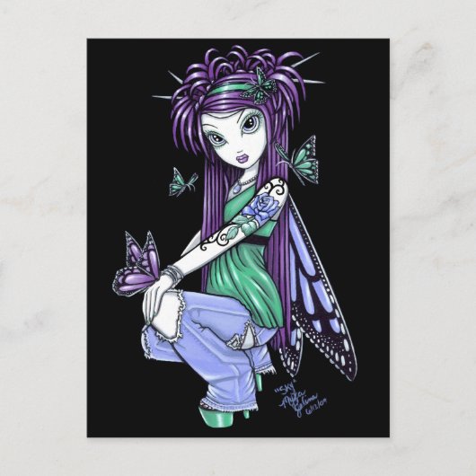 "Sky" Butterfly Roos Fairy Briefkaart (Voorkant)