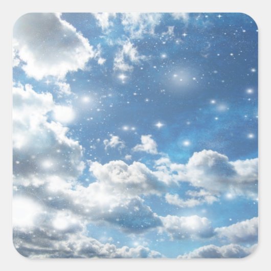 Sky Clouds Sparkles Vierkante Sticker (Voorkant)