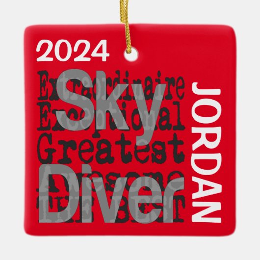Sky Diver Extraordinaire CUSTOM Keramisch Ornament (Voorkant)