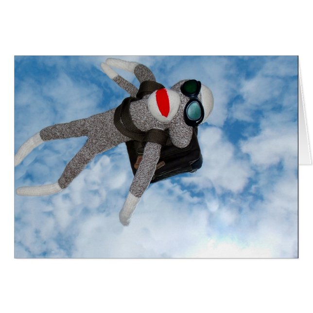 Sky Diving Sock Monkey! (Voorkant Horizontaal)