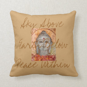 Sky Earth Peace Buddha Waterverf Art Pillow Kussen