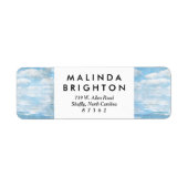 Sky en Ocean Blue White Clouds Waterverf geschilde Etiket (Voorkant)