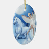 Sky Faerie Asparas en Unicorn Keramisch Ornament (Rechts)