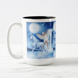 Sky Faerie Asparas en Unicorn Tweekleurige Koffiemok